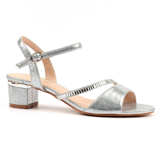 Lunar Jen Silver Block Heel Sandals