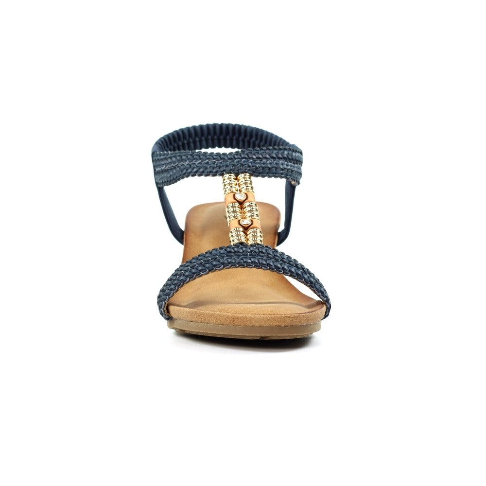 Lunar Florence Navy Wedge Sandals
