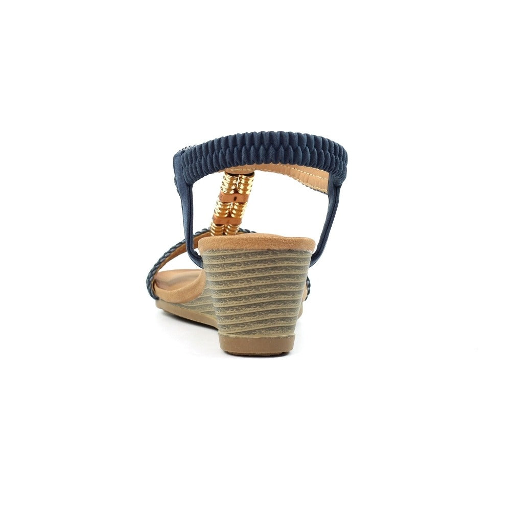 Lunar Florence Navy Wedge Sandals