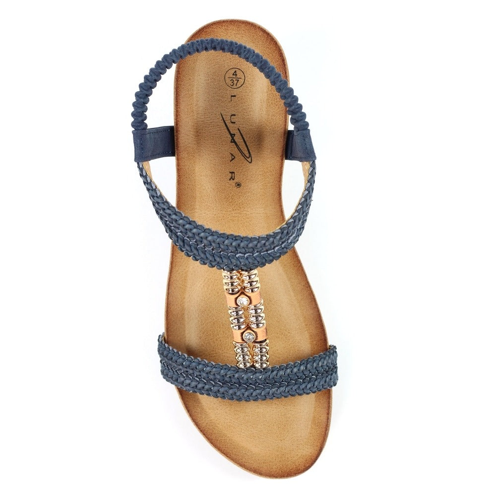Lunar Florence Navy Wedge Sandals