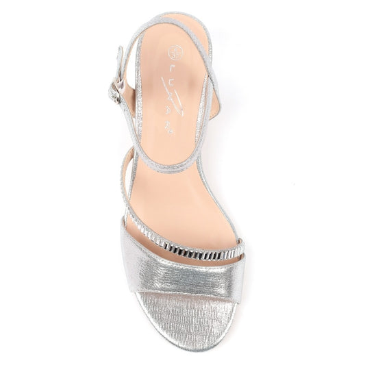 Lunar Jen Silver Block Heel Sandals