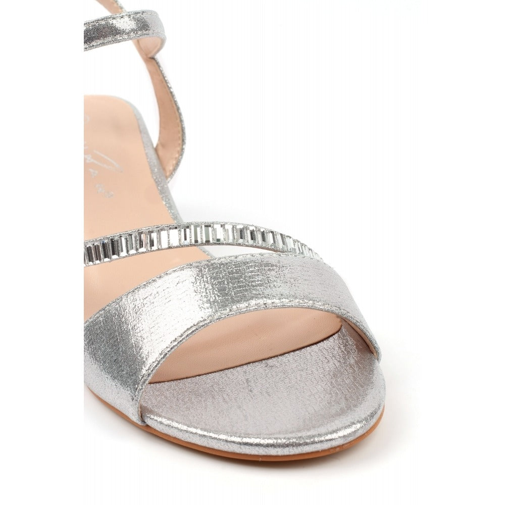Lunar Jen Silver Block Heel Sandals