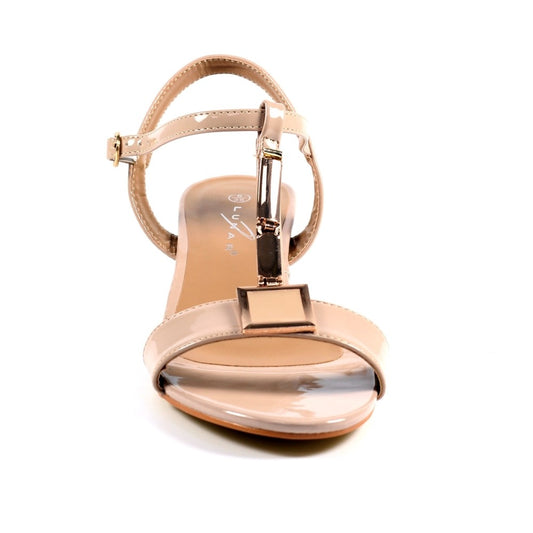 Lunar Blaze Nude Patent Sandals