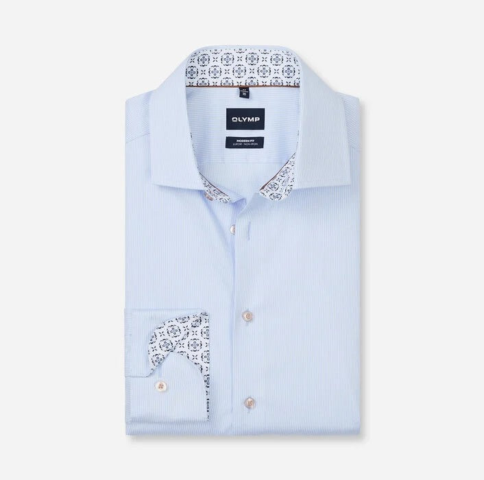 Olymp 1366 11 Blue Pattern Dress Shirt