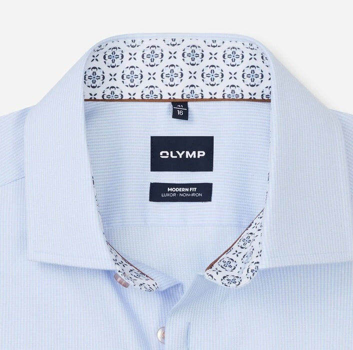 Olymp 1366 11 Blue Pattern Dress Shirt