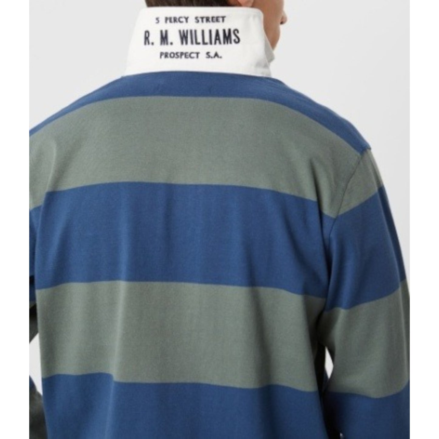 RM Williams Jones Stripe Ensign Blue Rugby