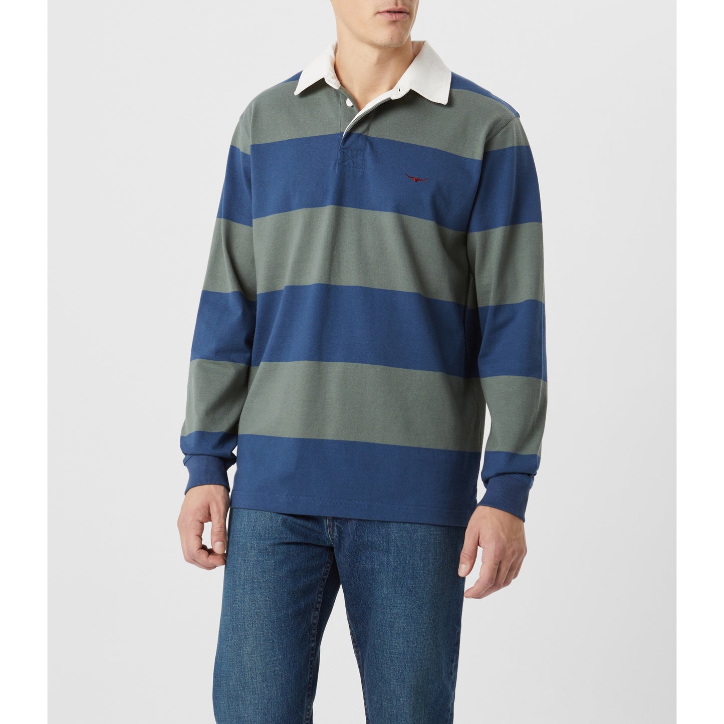 RM Williams Jones Stripe Ensign Blue Rugby