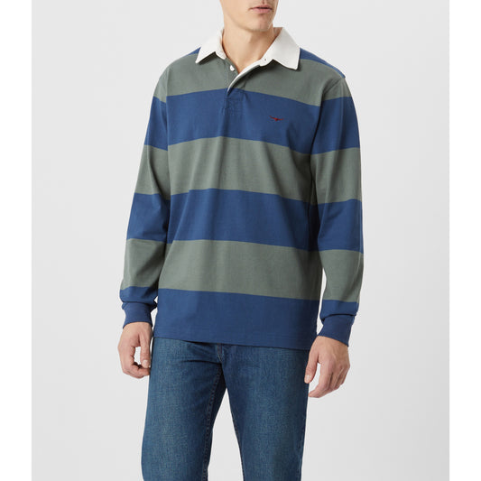 RM Williams Jones Stripe Ensign Blue Rugby