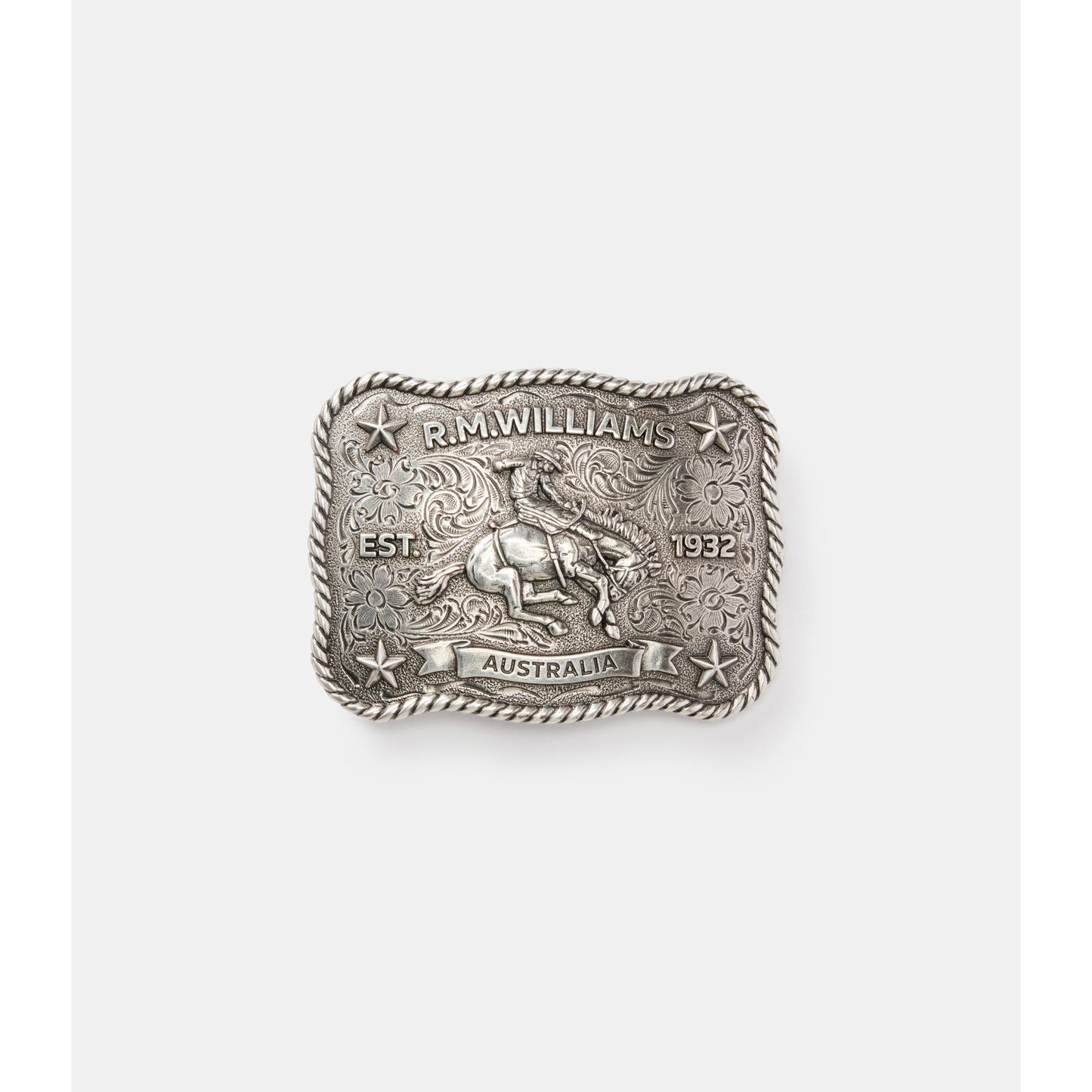 RM Williams Cloudbuster Antique Silver Trophy Buckle