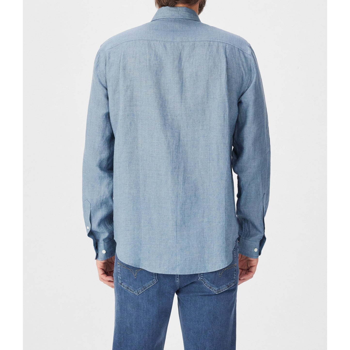 RM Williams Newman Steel Blue Classic Linen Shirt
