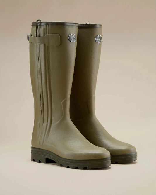Le Chameau Vierzonard Neoprene Full Zip Green Wellington Boots