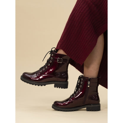 Lunar Parlour Burgundy Patent Ankle Boot