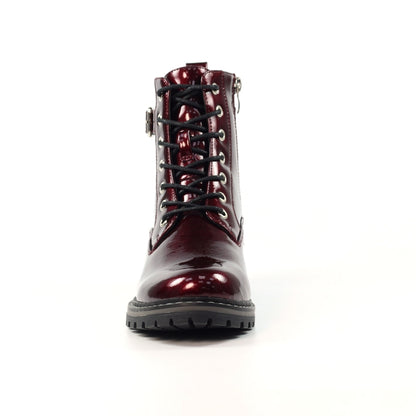 Lunar Parlour Burgundy Patent Ankle Boot