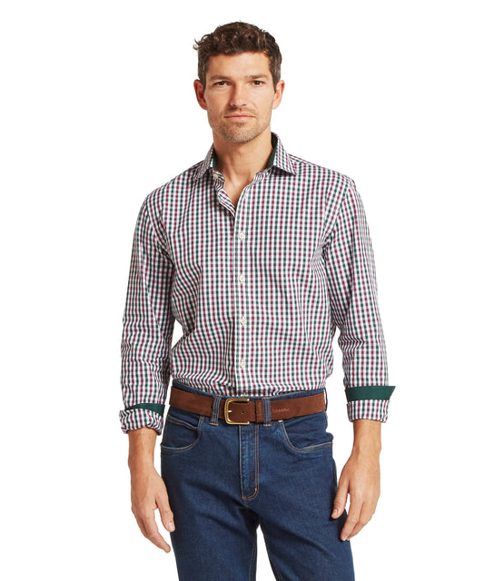 Schöffel Hebden Deep Pine/Burgundy Tailored Shirt