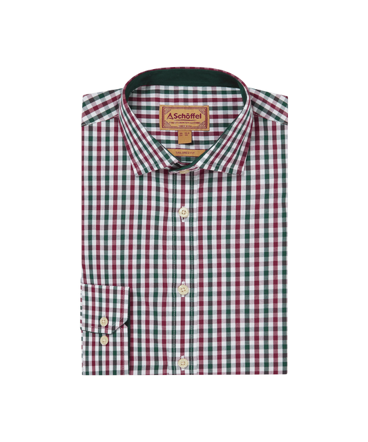 Schöffel Hebden Deep Pine/Burgundy Tailored Shirt