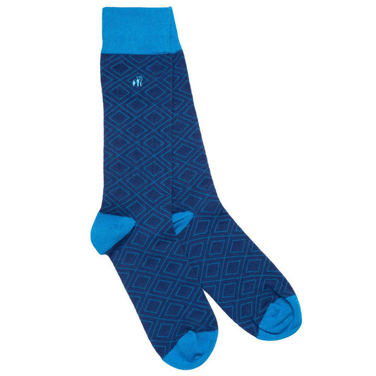 Swole Panda Blue Diamond Pattern Socks