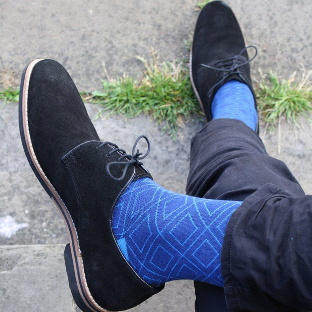 Swole Panda Blue Diamond Pattern Socks