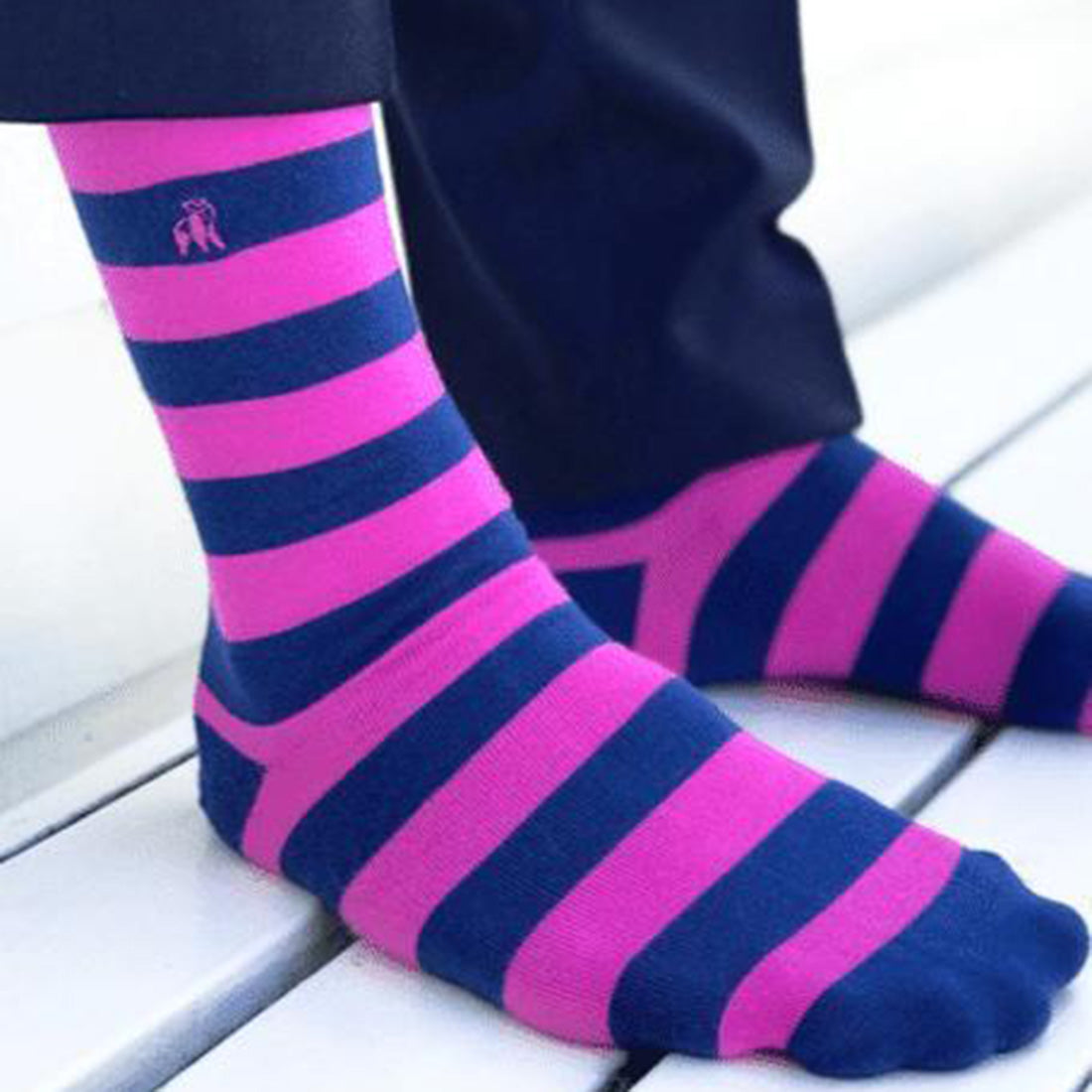 Swole Panda Rich Pink Striped Socks