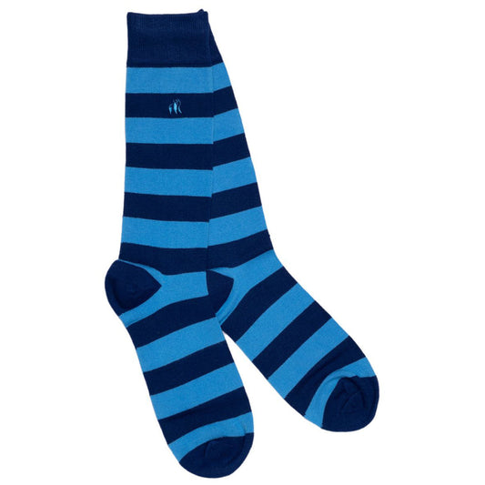 Swole Panda Sky Blue Striped Socks