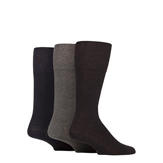 Gentle Grip 3 Pack Plain Knee High Socks - Black/Navy/Grey