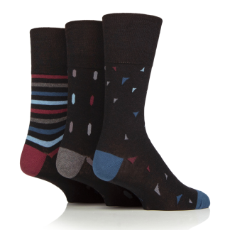 Gentle Grip 3 Pack New World Geo Socks - Black