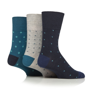 Gentle Grip 3 Pack Foundry Socks - Teal/Navy/Grey