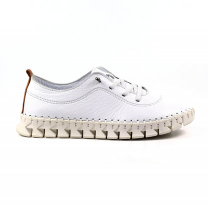 Lunar St Austell White Leather Plimsolls