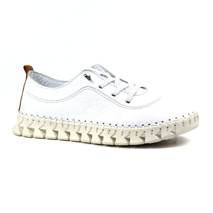 Lunar St Austell White Leather Plimsolls