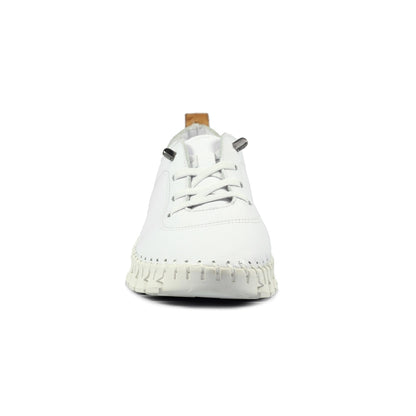 Lunar St Austell White Leather Plimsolls