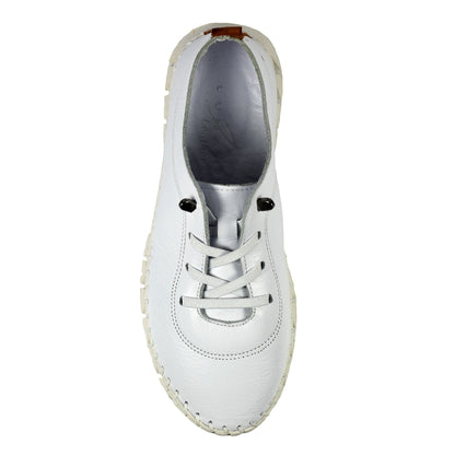 Lunar St Austell White Leather Plimsolls