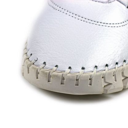 Lunar St Austell White Leather Plimsolls