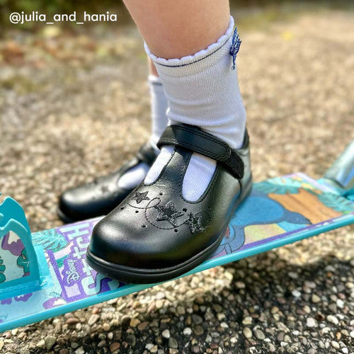 Start Rite Star Jump Black Leather School Shoes