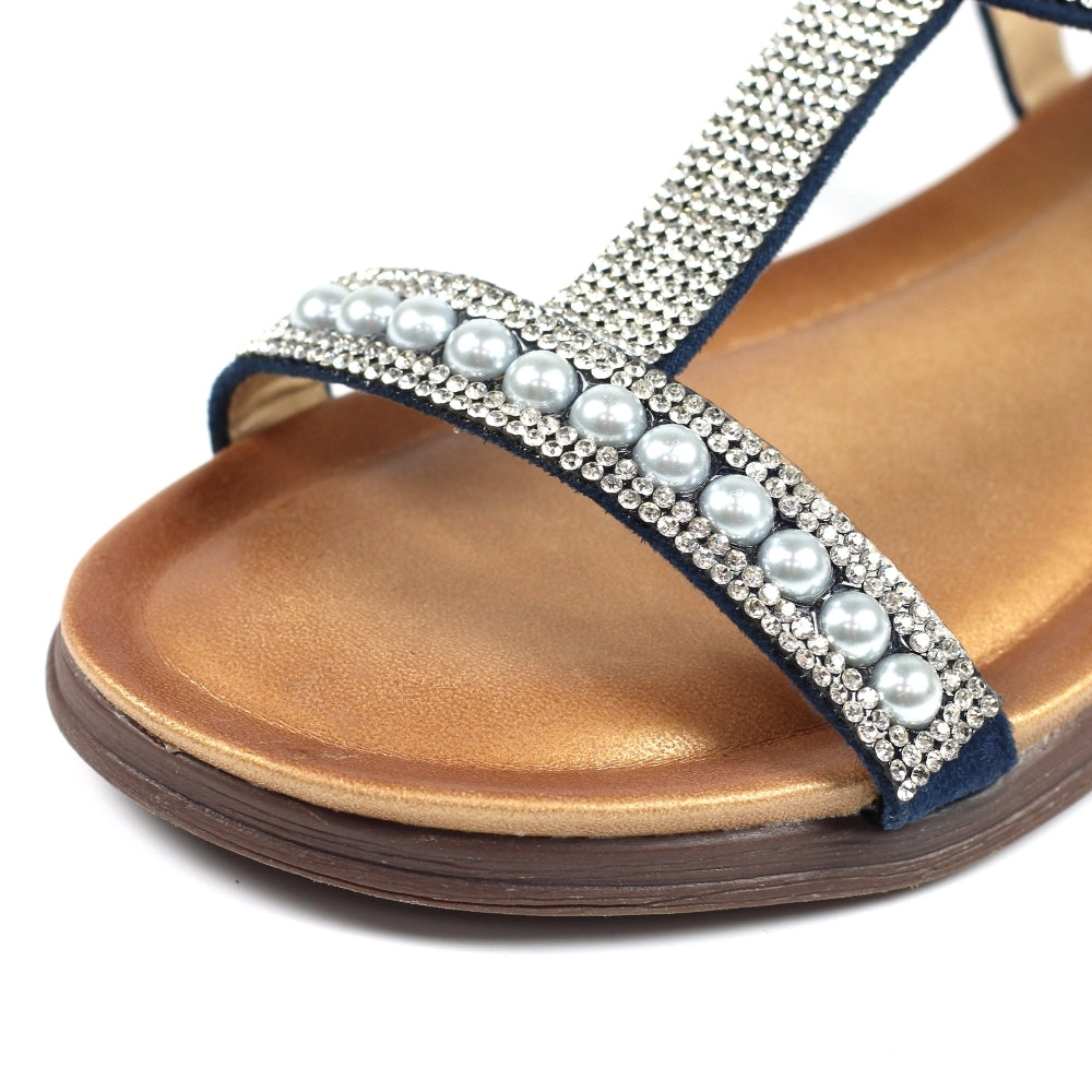 Lunar Tancy Blue Pearl Detail Sandals