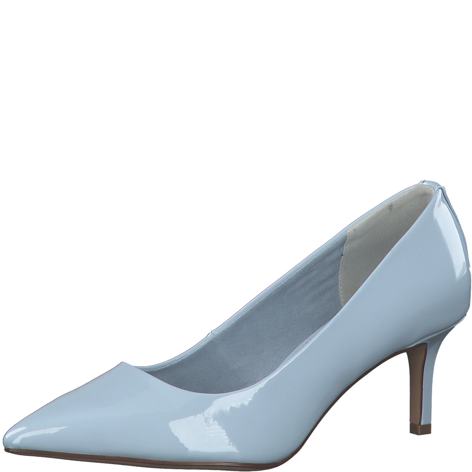 Pale blue store patent shoes