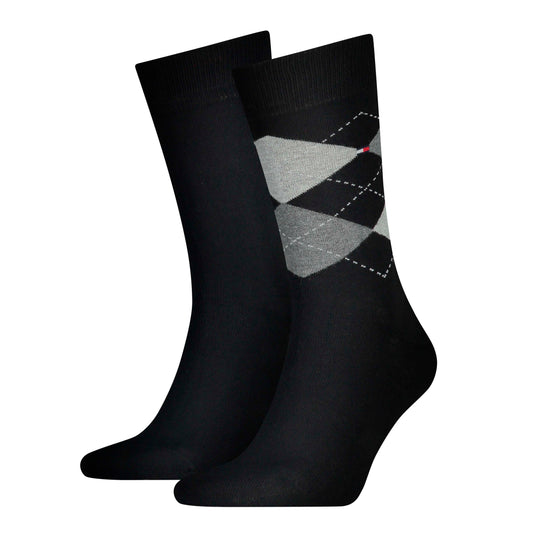 Tommy Hilfiger 100001495 200 Black 2 Pack Argyle Socks