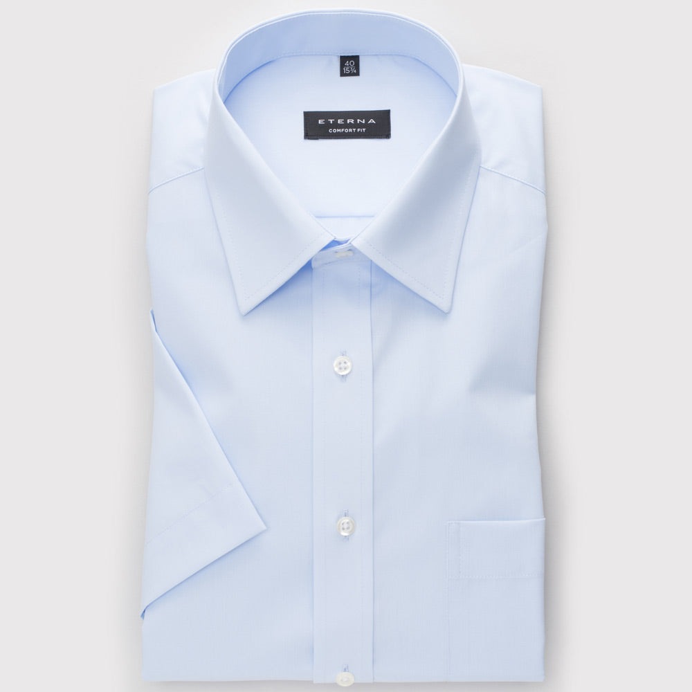 Eterna 1100 10 Comfort Fit Blue Short Sleeve Shirt