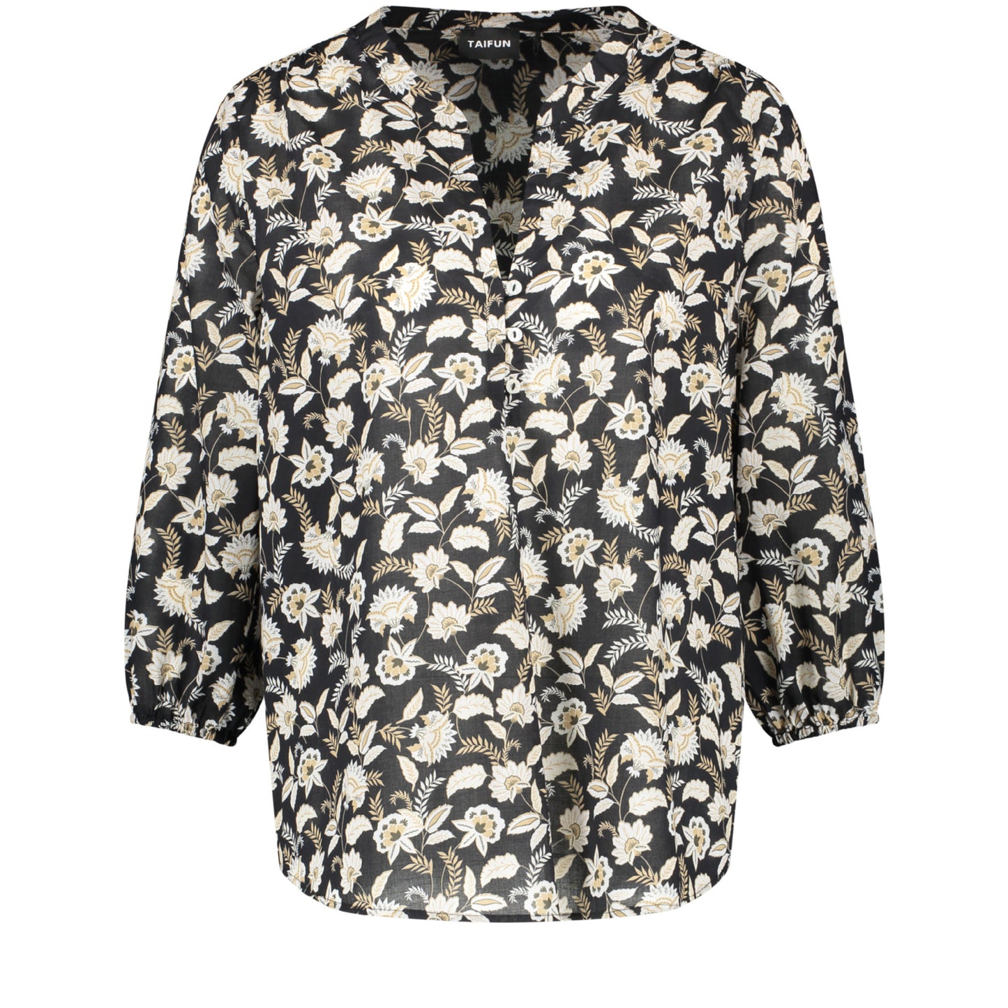 Taifun 360324 11102 1102 Black Patterned Blouse