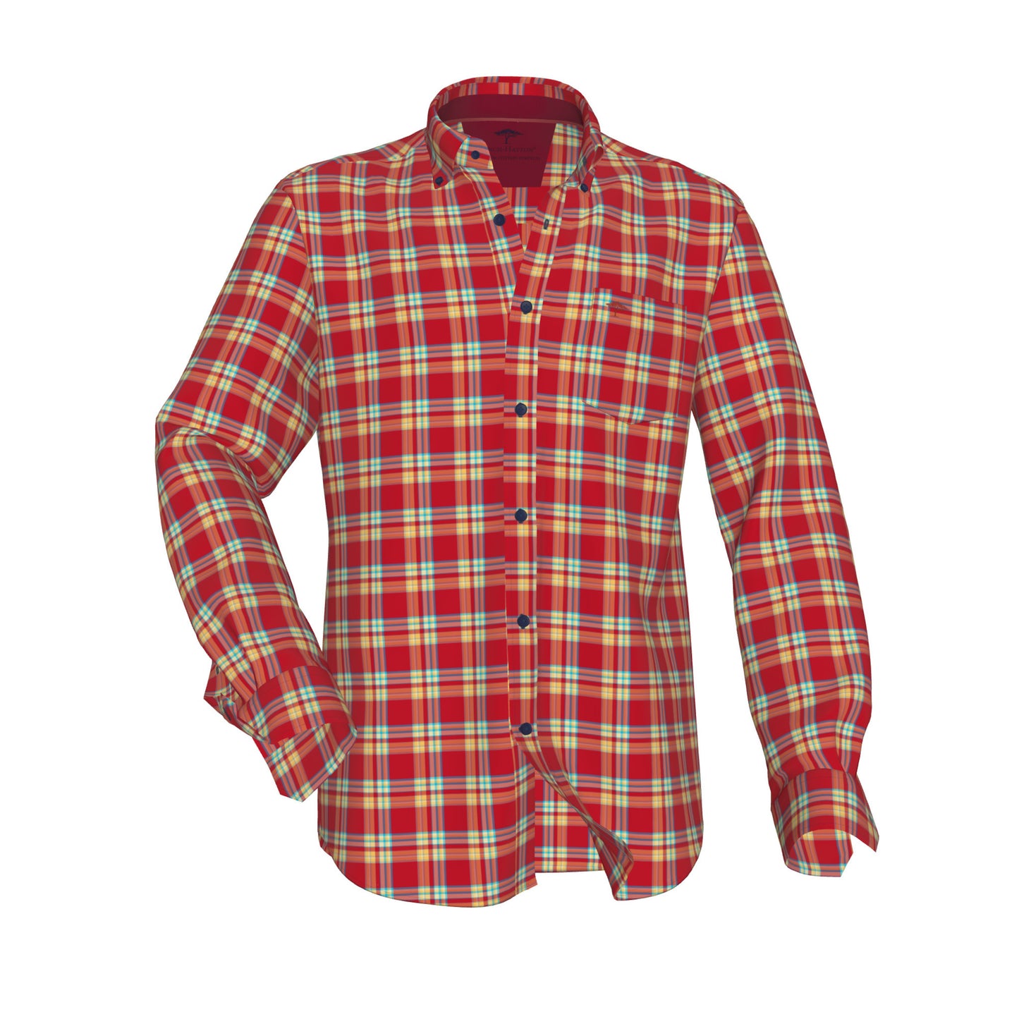 Fynch Hatton 1213 6020 6021 Red Check Flannel Check Casual Shirt