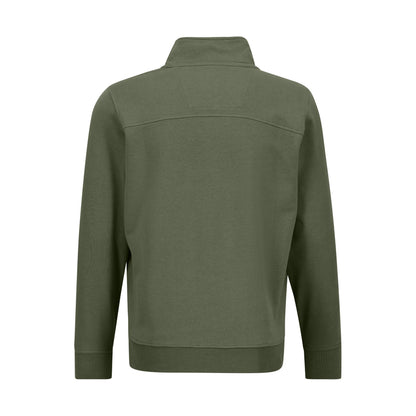 Fynch Hatton 1303 4011 701 Dusty Olive Quarter-Zipped Sweatshirt