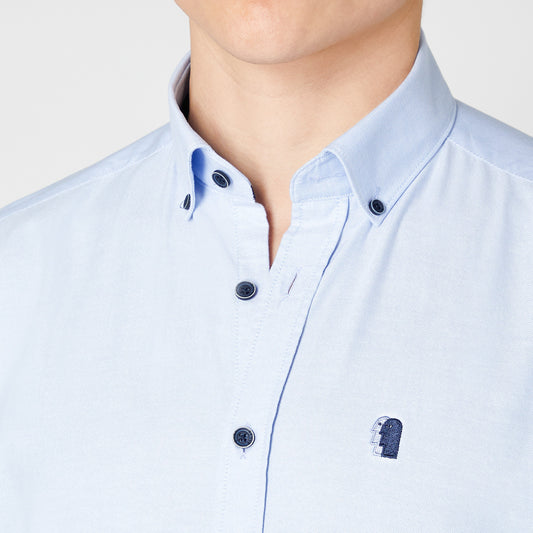 Remus Uomo 13600SS 22 Blue Tapered Short Sleeve Oxford Shirt