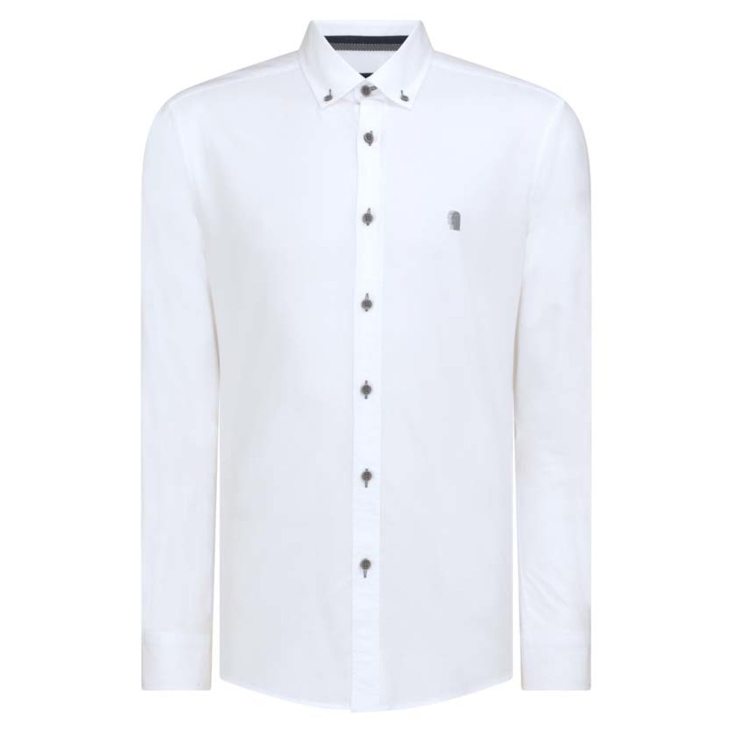 Remus Uomo 13600 01 White Tapered Long Sleeve Oxford Shirt