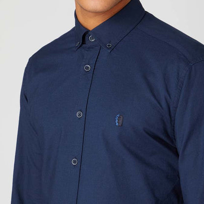 Remus Uomo 13600 78 Navy Tapered Long Sleeve Oxford Shirt