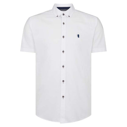Remus Uomo 13600SS 01 White Tapered Short Sleeve Oxford Shirt