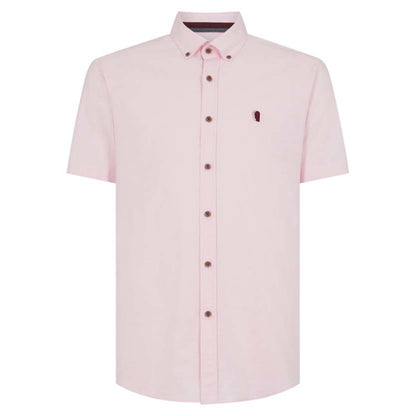Remus Uomo 13600SS 61 Light Pink Tapered Short Sleeve Oxford Shirt