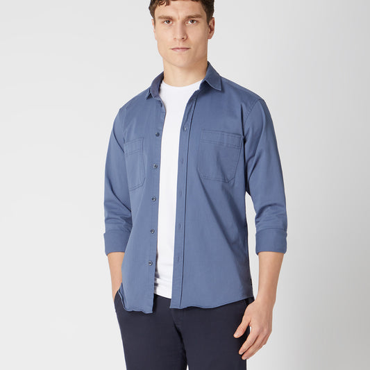 Remus Uomo 13720 25 Blue Overshirt Parker Cotton Casual Shirt