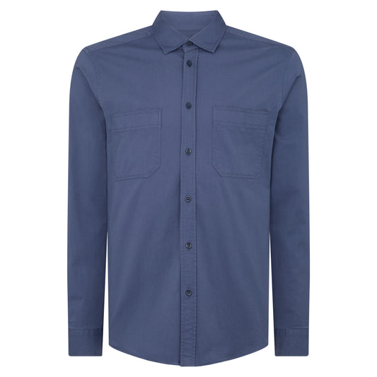 Remus Uomo 13720 25 Blue Overshirt Parker Cotton Casual Shirt