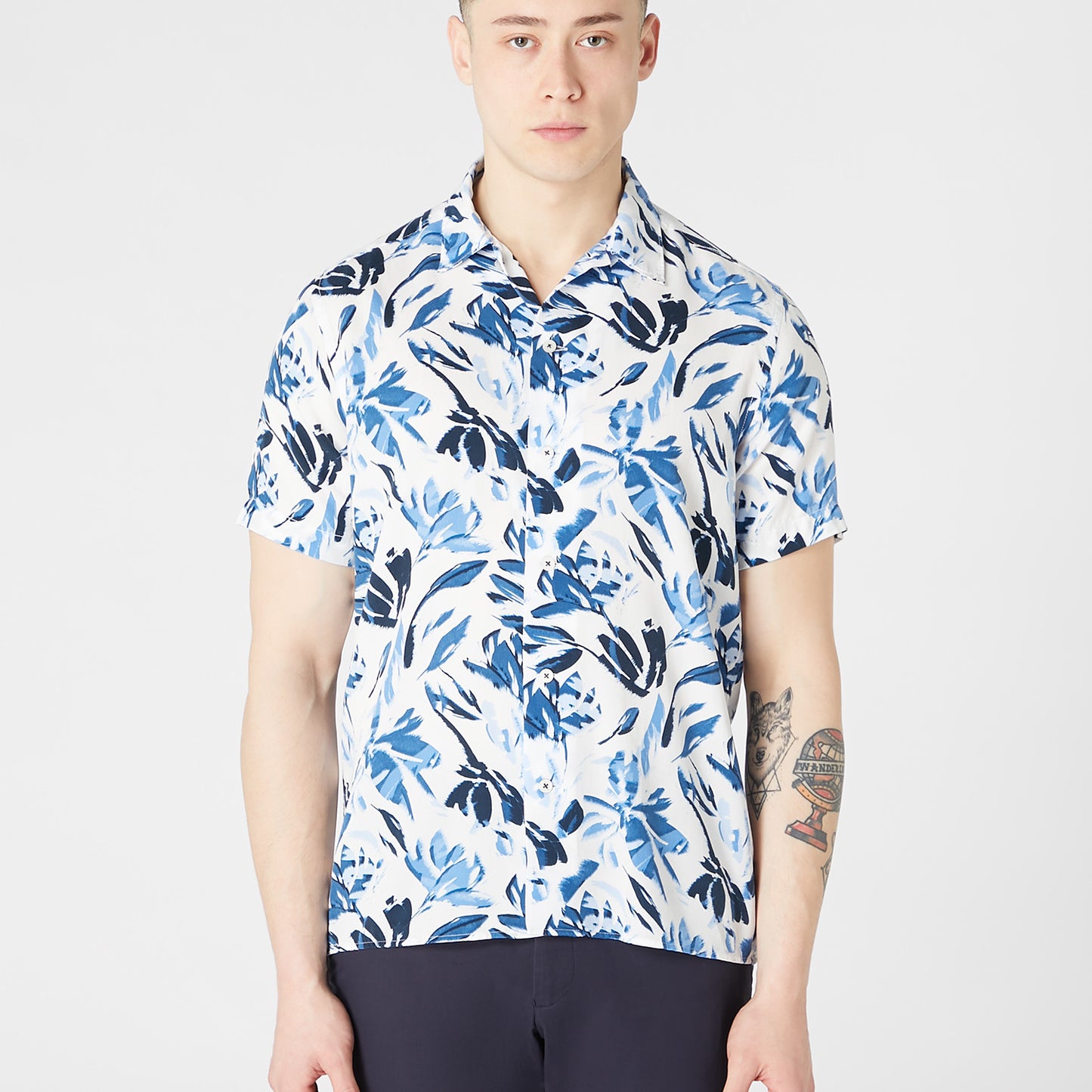 Remus Uomo 13745SS 18 Light Navy Tapered/Paolo Long Sleeve Casual Shirt