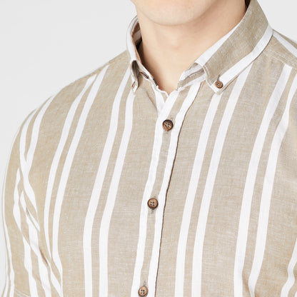 Remus Uomo 13761SS 93 Oatmeal Tapered/Parker Long Sleeve Casual Shirt