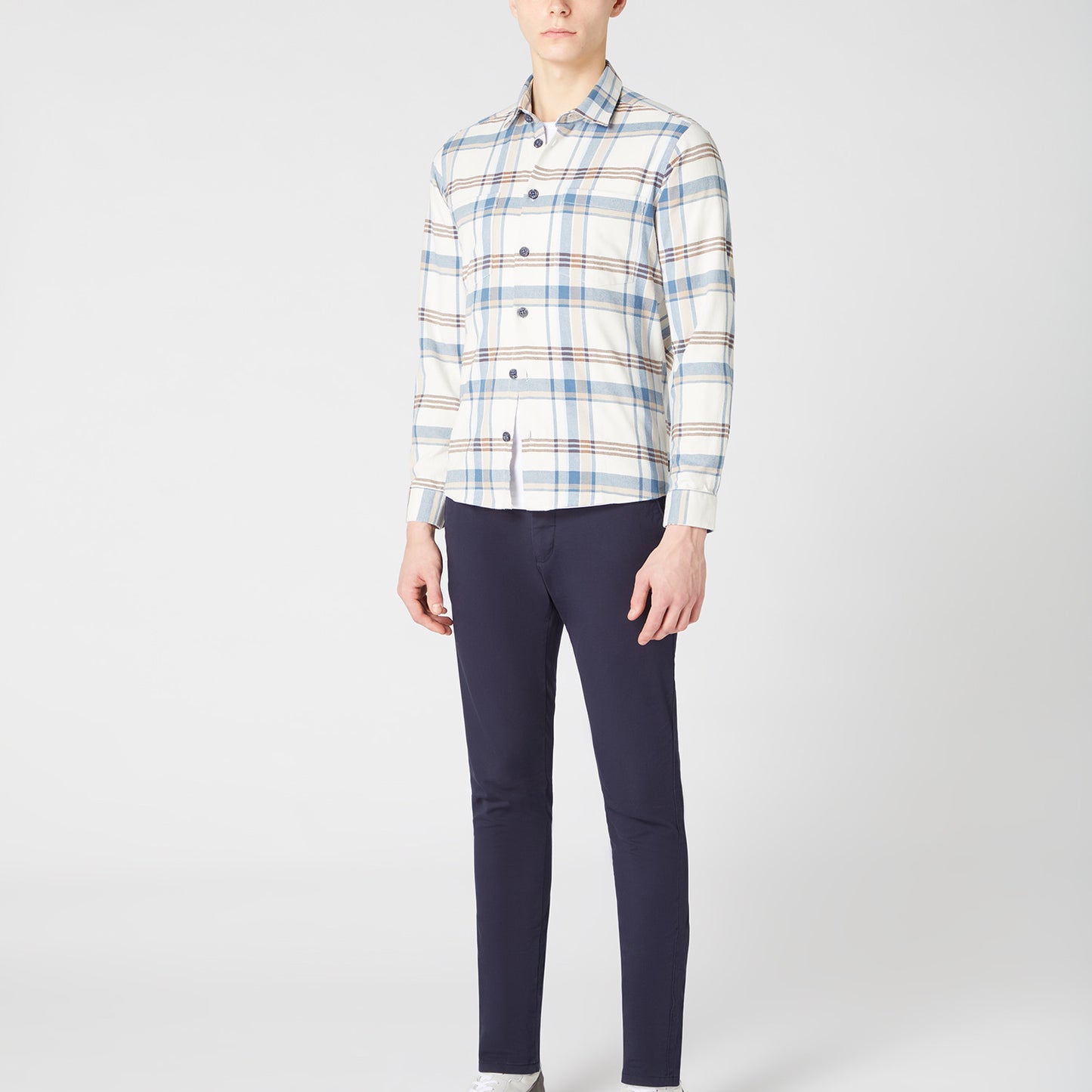 Remus Uomo 13768 12 Blue Tapered/Parker Long Sleeve Casual Shirt