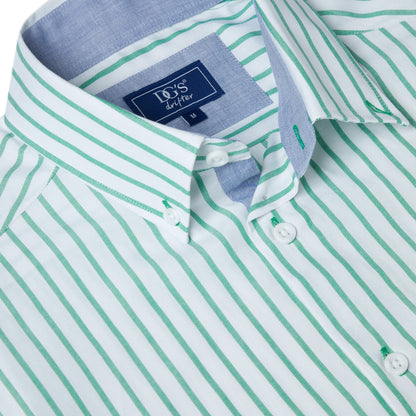 Drifter 14433SS 13 Green Striped Short Sleeve Casual Shirt